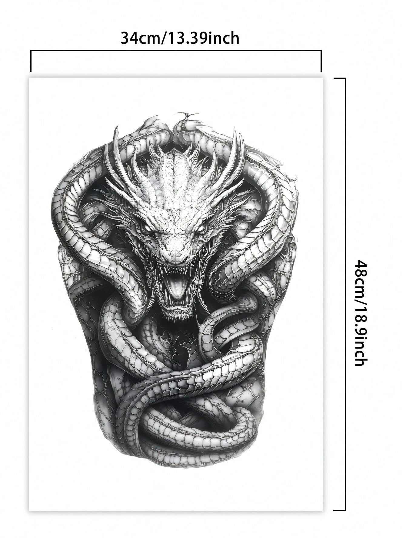 1Pc Dragon Backful Temporary Tattoo Semi Permanent Waterproof Sweatproof Last for 1-2 Weeks Realistic Herbal Juice Non-Reflective Anti-Friction Faux Black Fake Tattoos for Man Tattoo Stickers for Back Modernist Body Art