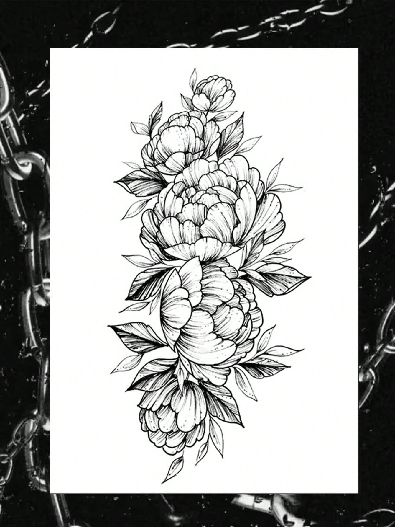 1Pc Sensitive & Realistic Floral Waterproof Tattoo Sticker, Customizable to Cover Scars & Blemishes, Adds Stylish Flair to Waist, Arms, Suitable for Both Men & Women, Easy to Apply & Remove