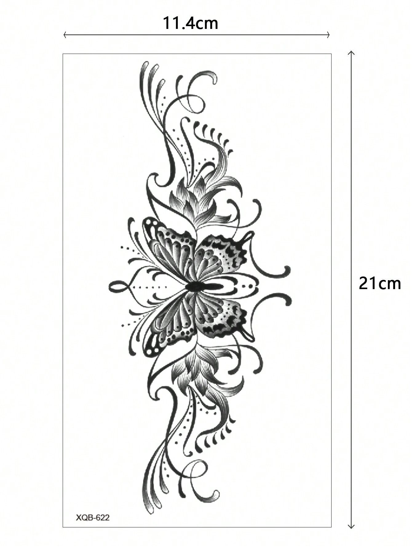 (Pack of 5 Pcs)Black Butterfly Corsage Tattoo Sticker, Fake Tattoo with Black Butterfly, Floral, Lace Pattern Design, Waterproof and Sweatproof Easy to Use, Suitable for Front Chest, Abdomen, Back and Other Parts, Suitable for Women to Party Parties and Daily Matching Temporary Tattoos