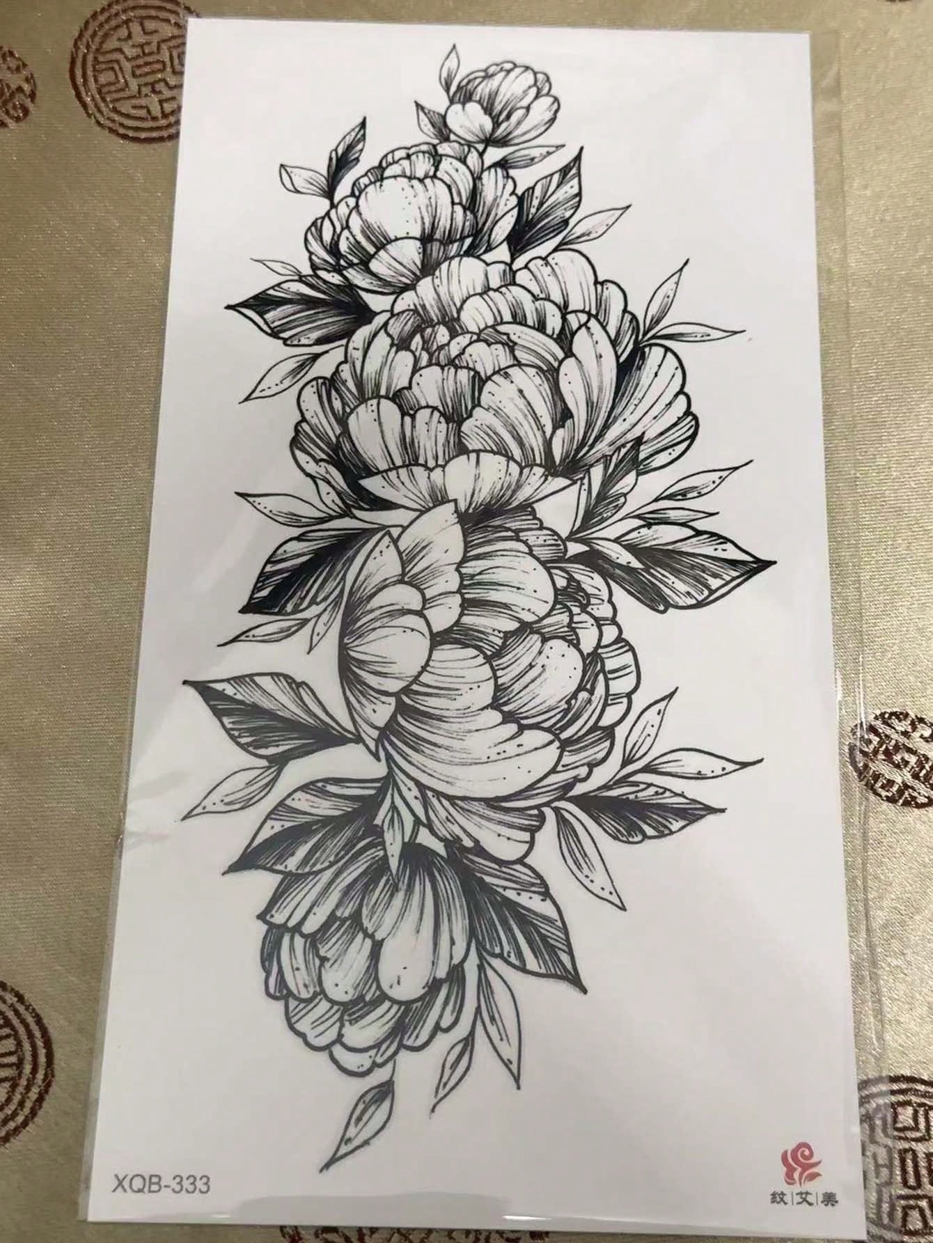 1Pc Sensitive & Realistic Floral Waterproof Tattoo Sticker, Customizable to Cover Scars & Blemishes, Adds Stylish Flair to Waist, Arms, Suitable for Both Men & Women, Easy to Apply & Remove
