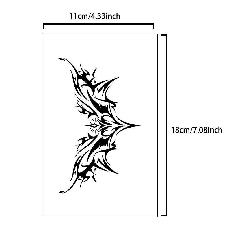 1Pc Charming Tattoo Stickers Waterproof Lasting One to Two Weeks for Girls Belly Chest Back Waist Non-Reflective Thorn Cyan