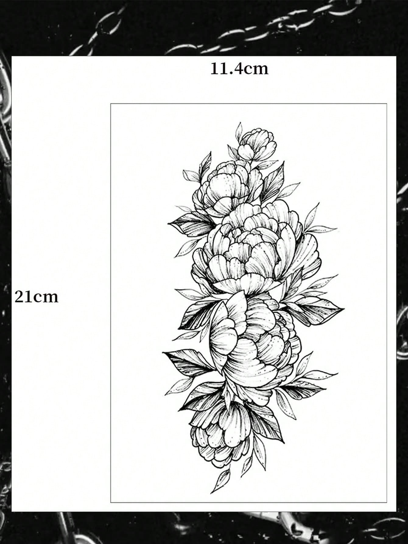 1Pc Sensitive & Realistic Floral Waterproof Tattoo Sticker, Customizable to Cover Scars & Blemishes, Adds Stylish Flair to Waist, Arms, Suitable for Both Men & Women, Easy to Apply & Remove
