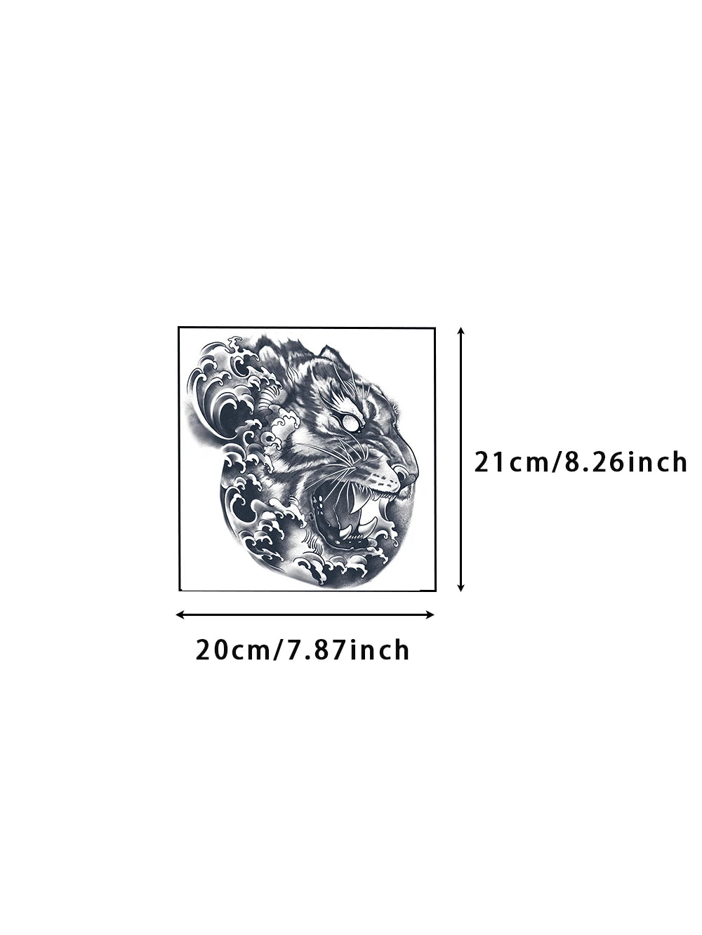 Chest Temporary Tiger Tattoo Sticker Made of Herbal Ingredients, Realistic Temporary Tattoo, Waterproof and Scratchproof