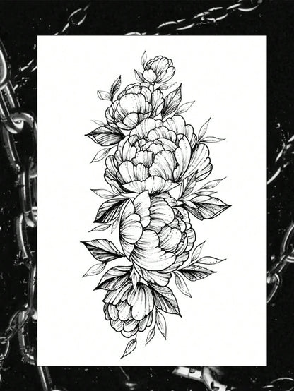 1Pc Sensitive & Realistic Floral Waterproof Tattoo Sticker, Customizable to Cover Scars & Blemishes, Adds Stylish Flair to Waist, Arms, Suitable for Both Men & Women, Easy to Apply & Remove
