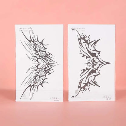 1Pc Charming Tattoo Stickers Waterproof Lasting One to Two Weeks for Girls Belly Chest Back Waist Non-Reflective Thorn Cyan