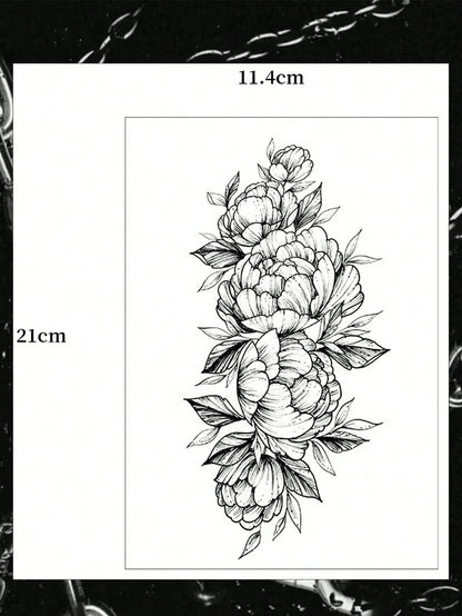 1Pc Sensitive & Realistic Floral Waterproof Tattoo Sticker, Customizable to Cover Scars & Blemishes, Adds Stylish Flair to Waist, Arms, Suitable for Both Men & Women, Easy to Apply & Remove