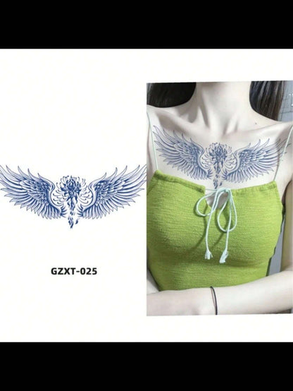 Super Long-Lasting Women'S Chest Wing Tattoo Sticker Sexy and Beautiful Flower Tattoo, Lasts for 15 Days, Realistic Fake Tattoo