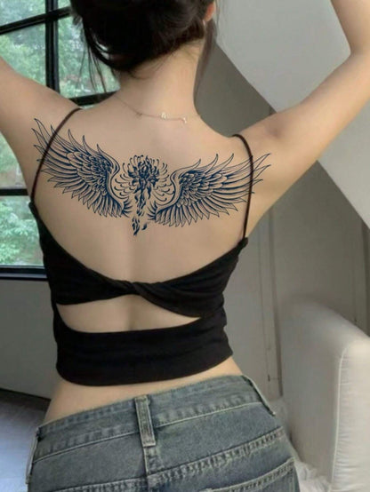 Super Long-Lasting Women'S Chest Wing Tattoo Sticker Sexy and Beautiful Flower Tattoo, Lasts for 15 Days, Realistic Fake Tattoo